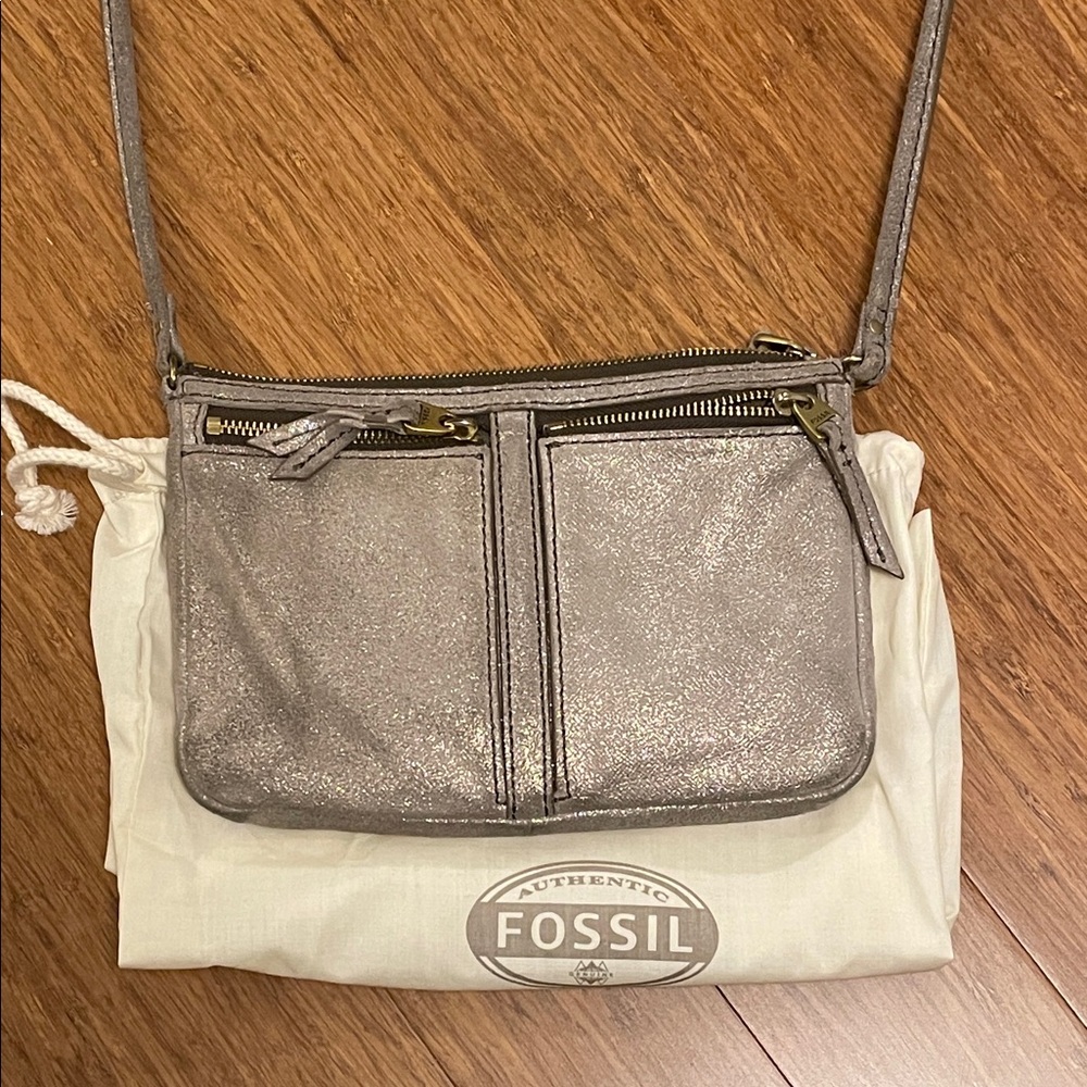 GORGEOUS Vintage Fossil Silver Shimmer Crossbody Bag